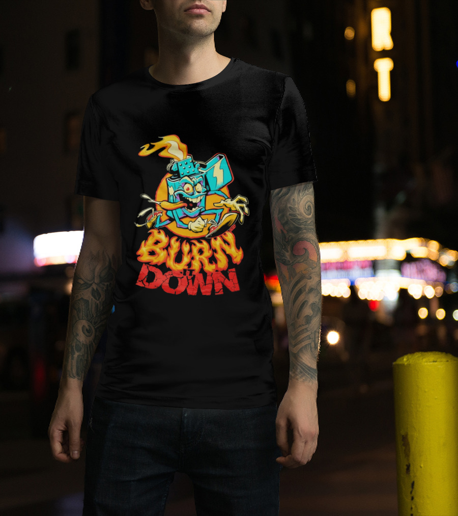 Burn It Down Lighter Mascot With Flames T-Shirt