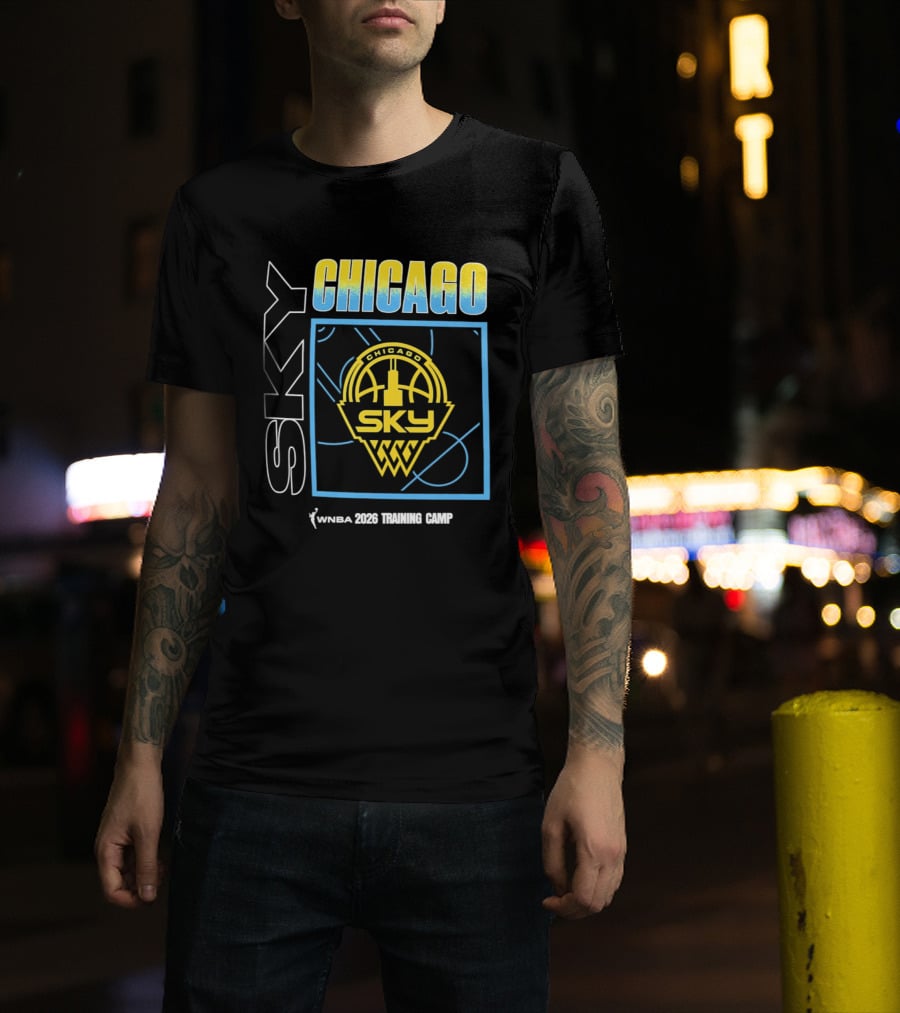 Chicago Sky WNBA 2026 Training Camp Logo With Basketball And Skyline T-Shirt