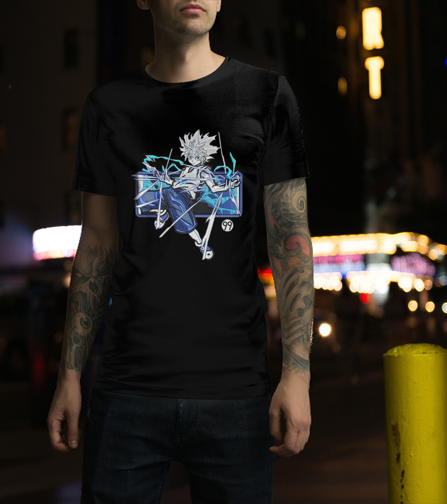 Hunter X Hunter Killua 99 Anime Graphic Manga Style Electric Aura T-Shirt