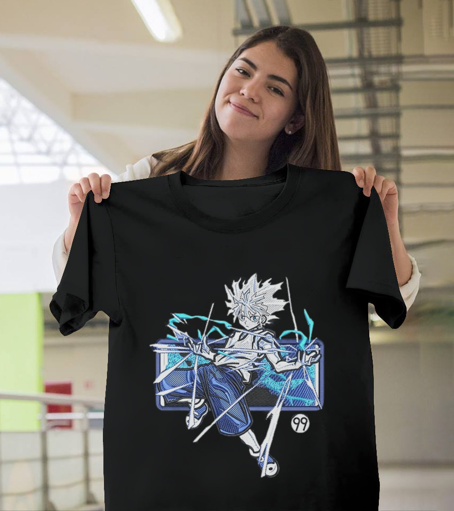 Hunter X Hunter Killua 99 Anime Graphic Manga Style Electric Aura T-Shirt