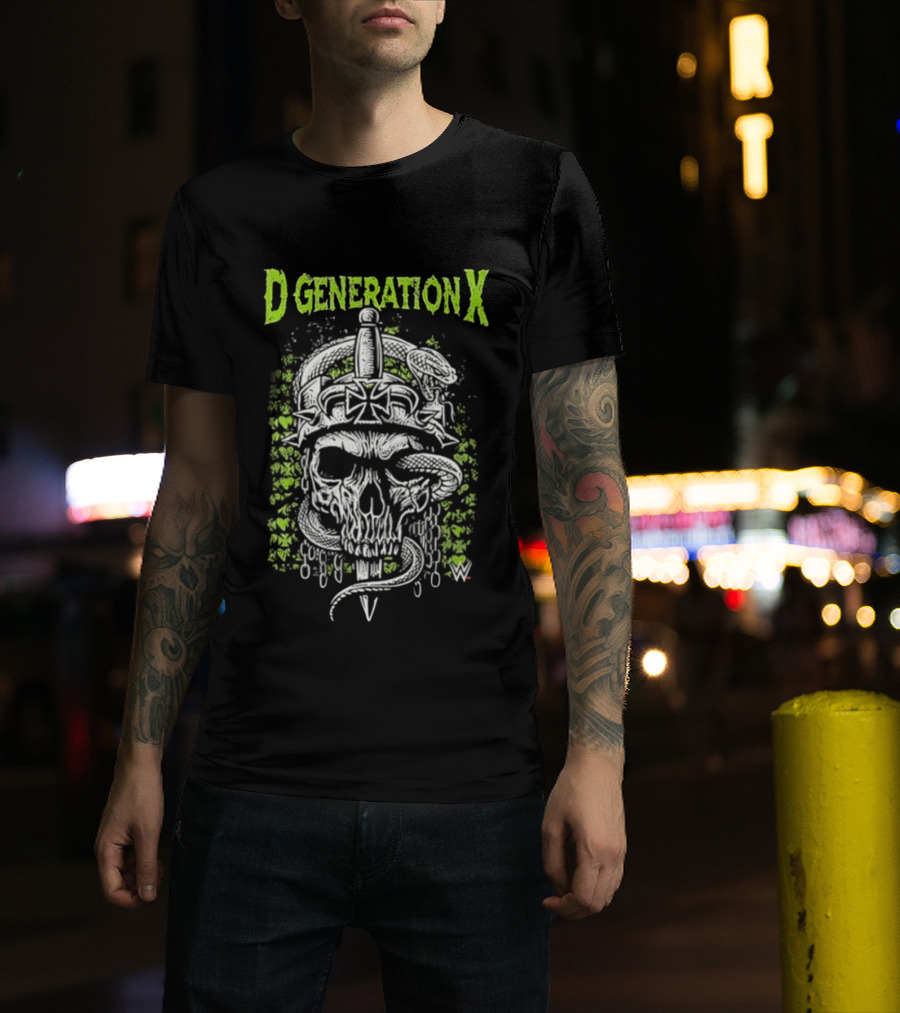 D Generation X WWE Skull Snake Cross Dagger T-Shirt