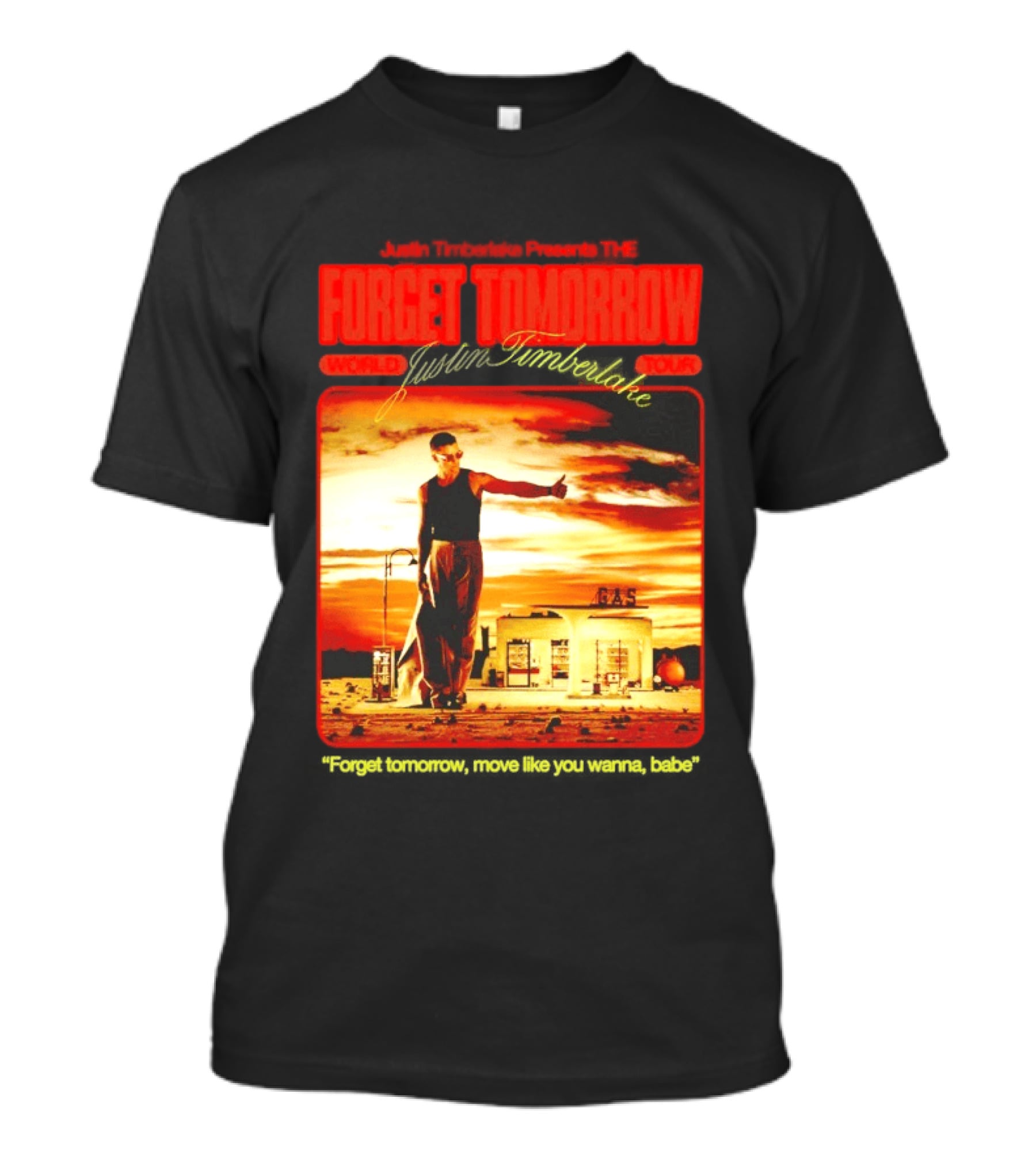 Forget Tomorrow World Tour Justin Timberlake Gas Station Scene T-Shirt