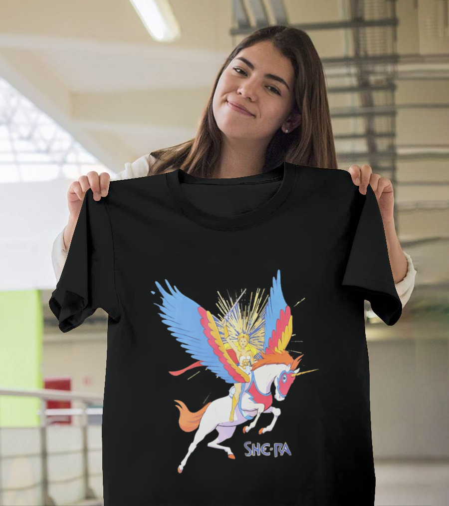 She Ra Riding Swift Wind Pegasus Unicorn Adventure T-Shirt
