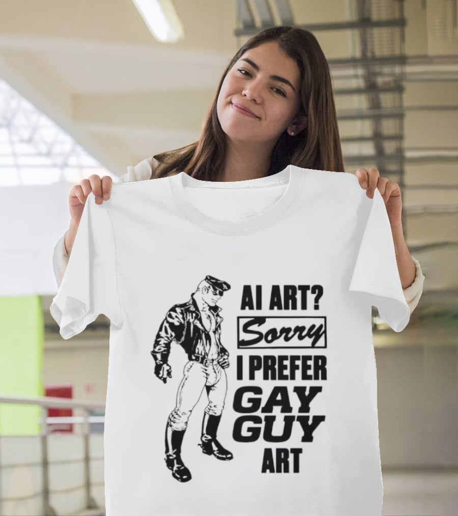 AI Art Sorry I Prefer Gay Guy Art Biker T-Shirt