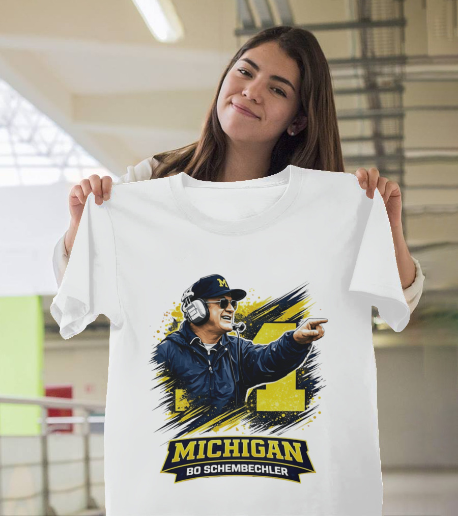 Bo Schembechler Michigan Wolverines Coach Iconic M Football T-Shirt