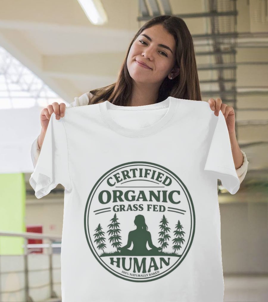 Certified Organic Grass Fed Human Meditation With Trees T-Shirt