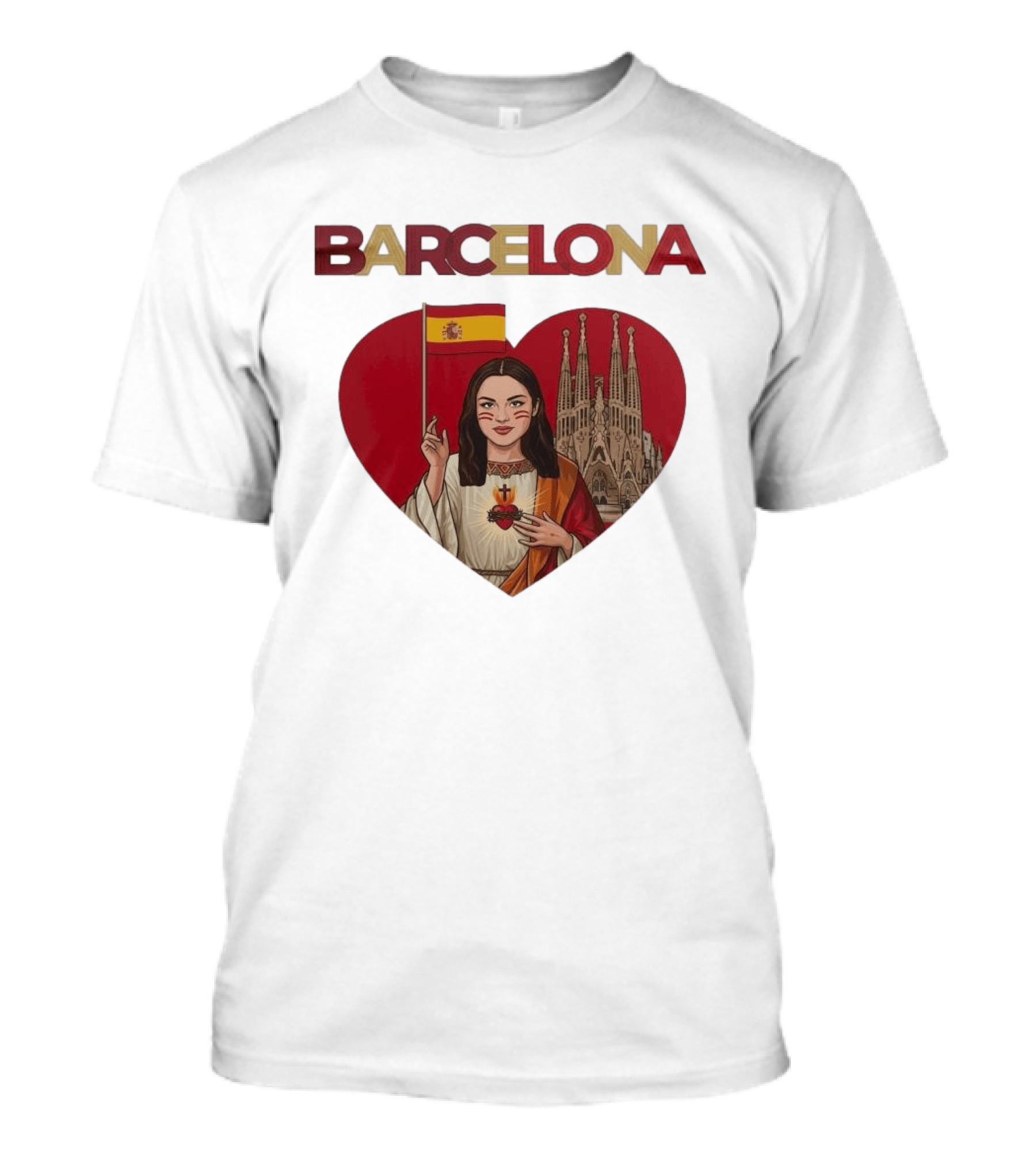 Barcelona Heart Flag Sagrada Familia Olivia Rodrigo Collaboration T-Shirt