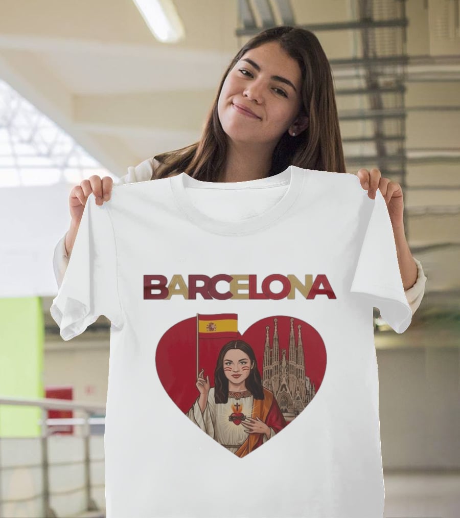 Barcelona Heart Flag Sagrada Familia Olivia Rodrigo Collaboration T-Shirt