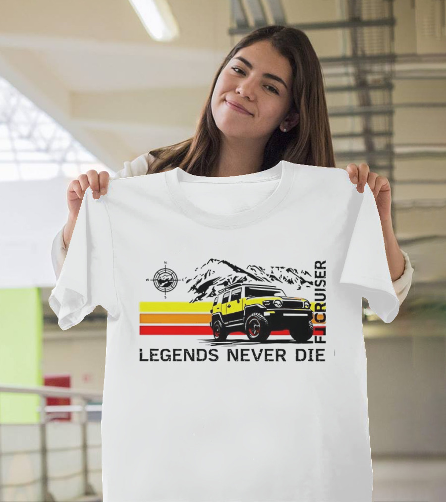 FJ Cruiser Legends Never Die Mountain Compass Sunset Adventure T-Shirt