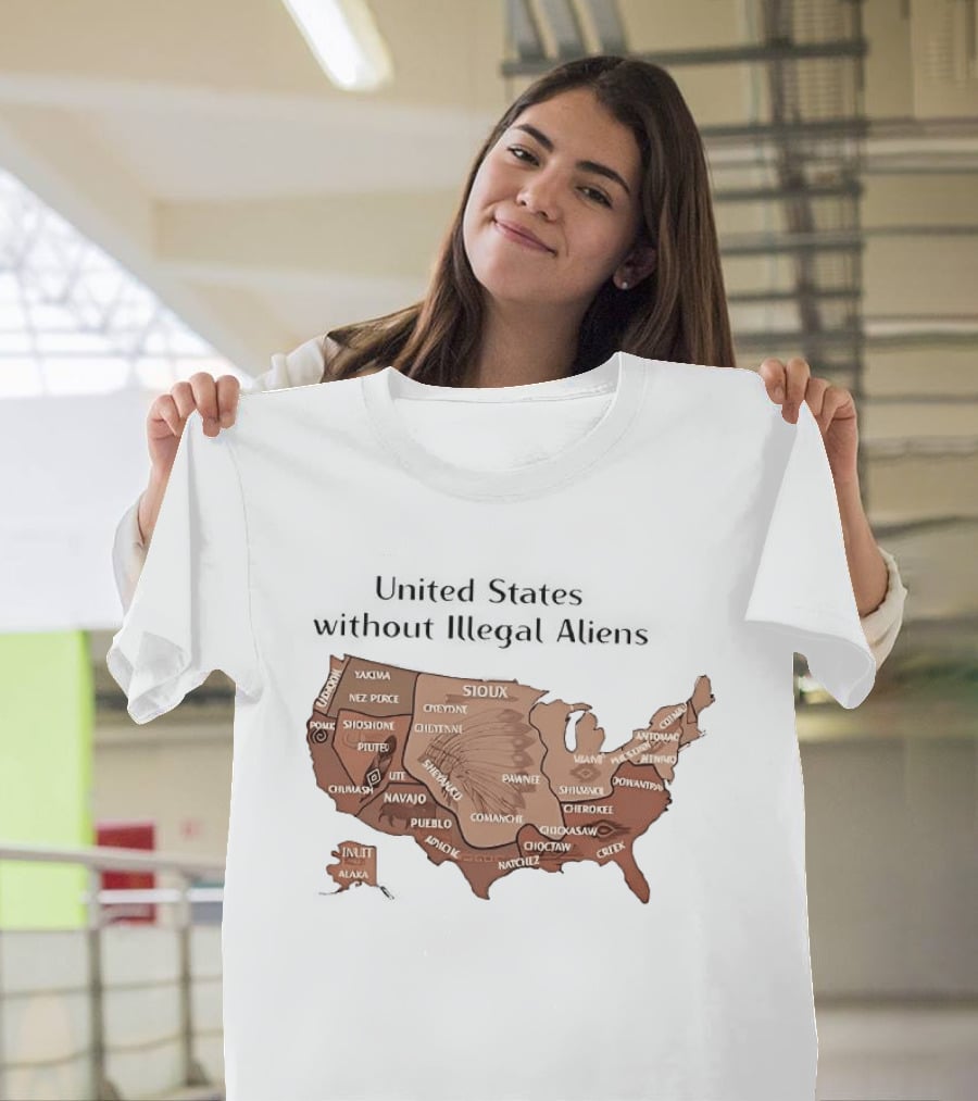 United States Map Featuring Native Tribes And Nations T-Shirt