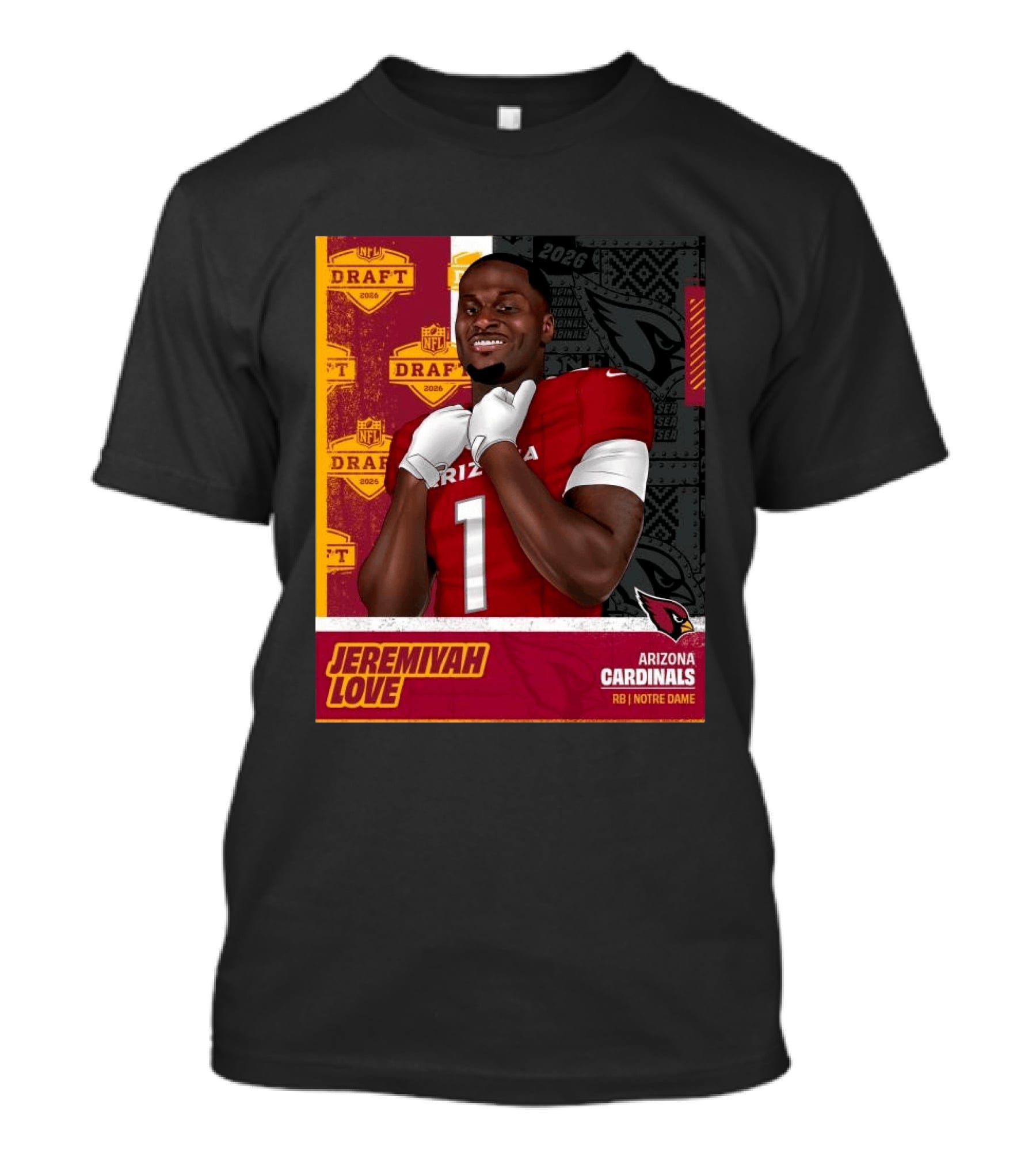 Jeremiyah Love Arizona Cardinals 2026 NFL Draft Round 1 Pick 3 Notre Dame T-Shirt