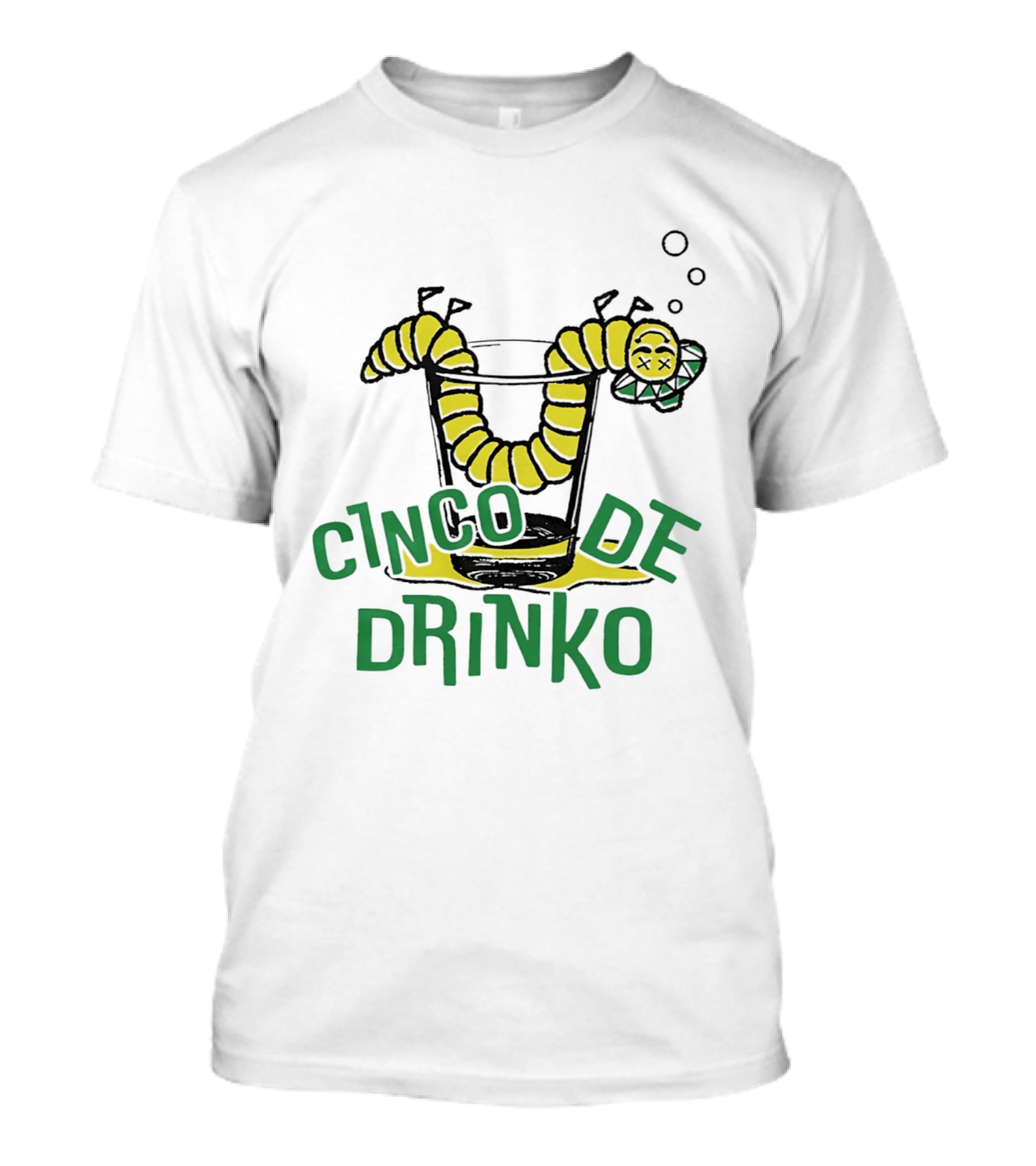 Cinco De Drinko Tequila Worm Drink Glass Bubbles T-Shirt