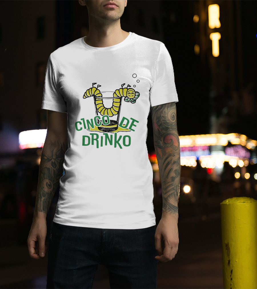 Cinco De Drinko Tequila Worm Drink Glass Bubbles T-Shirt