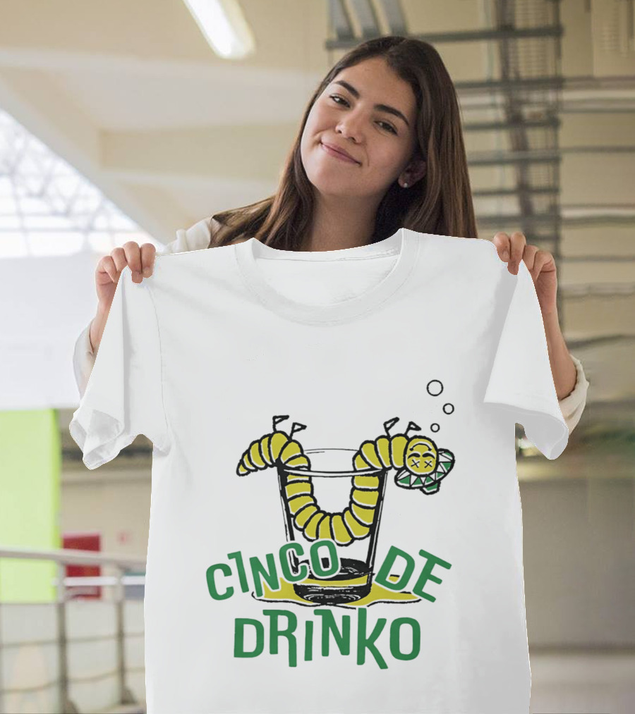 Cinco De Drinko Tequila Worm Drink Glass Bubbles T-Shirt