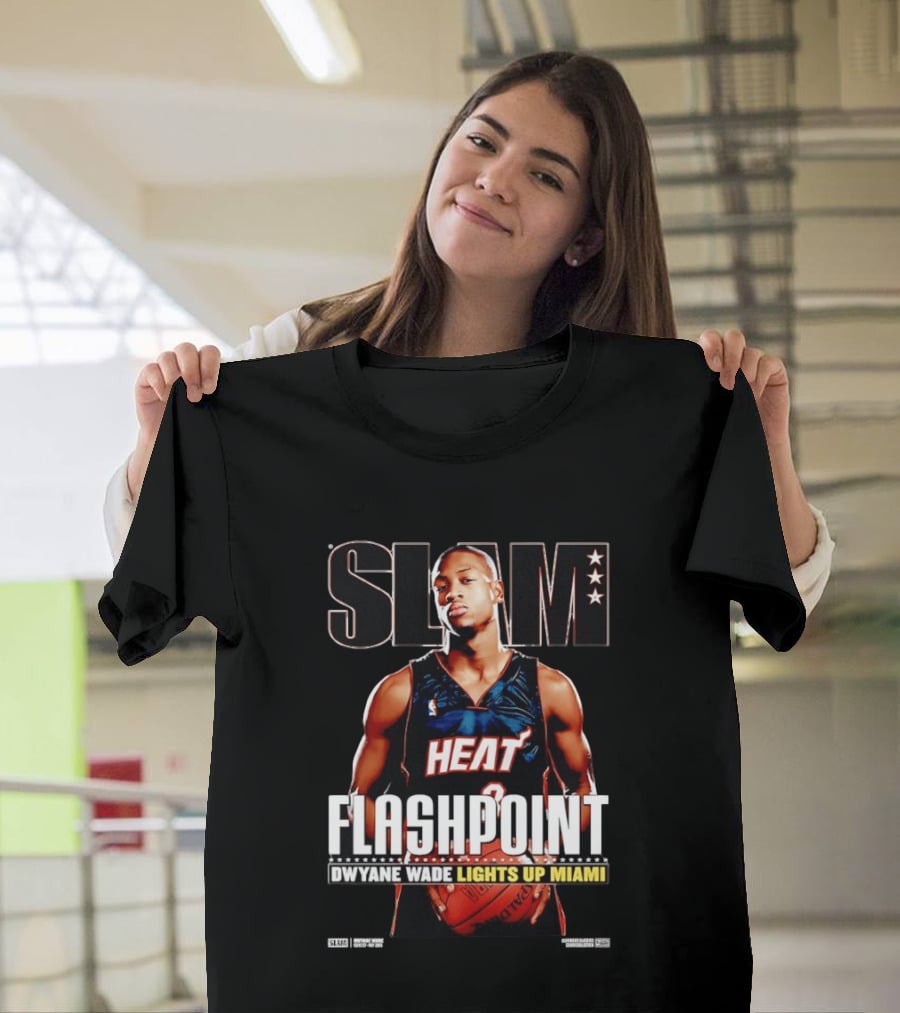 Slam Dwyane Wade Flashpoint Lights Up Miami Heat NBA T-Shirt