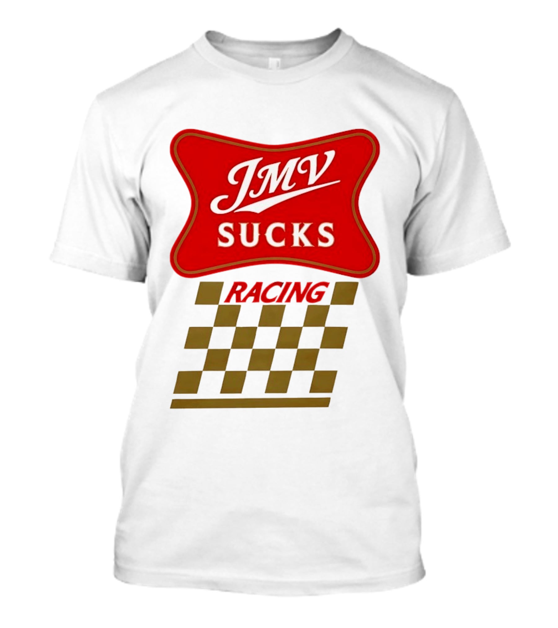 JMV Sucks Racing Checkered Flag Red And White T-Shirt