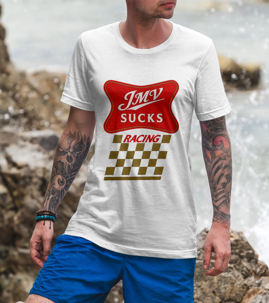 JMV Sucks Racing Checkered Flag Red And White T-Shirt