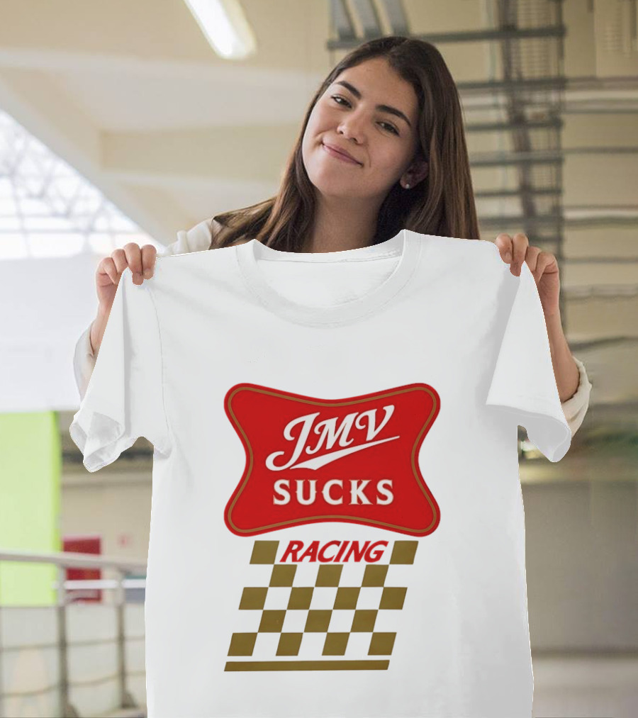 JMV Sucks Racing Checkered Flag Red And White T-Shirt