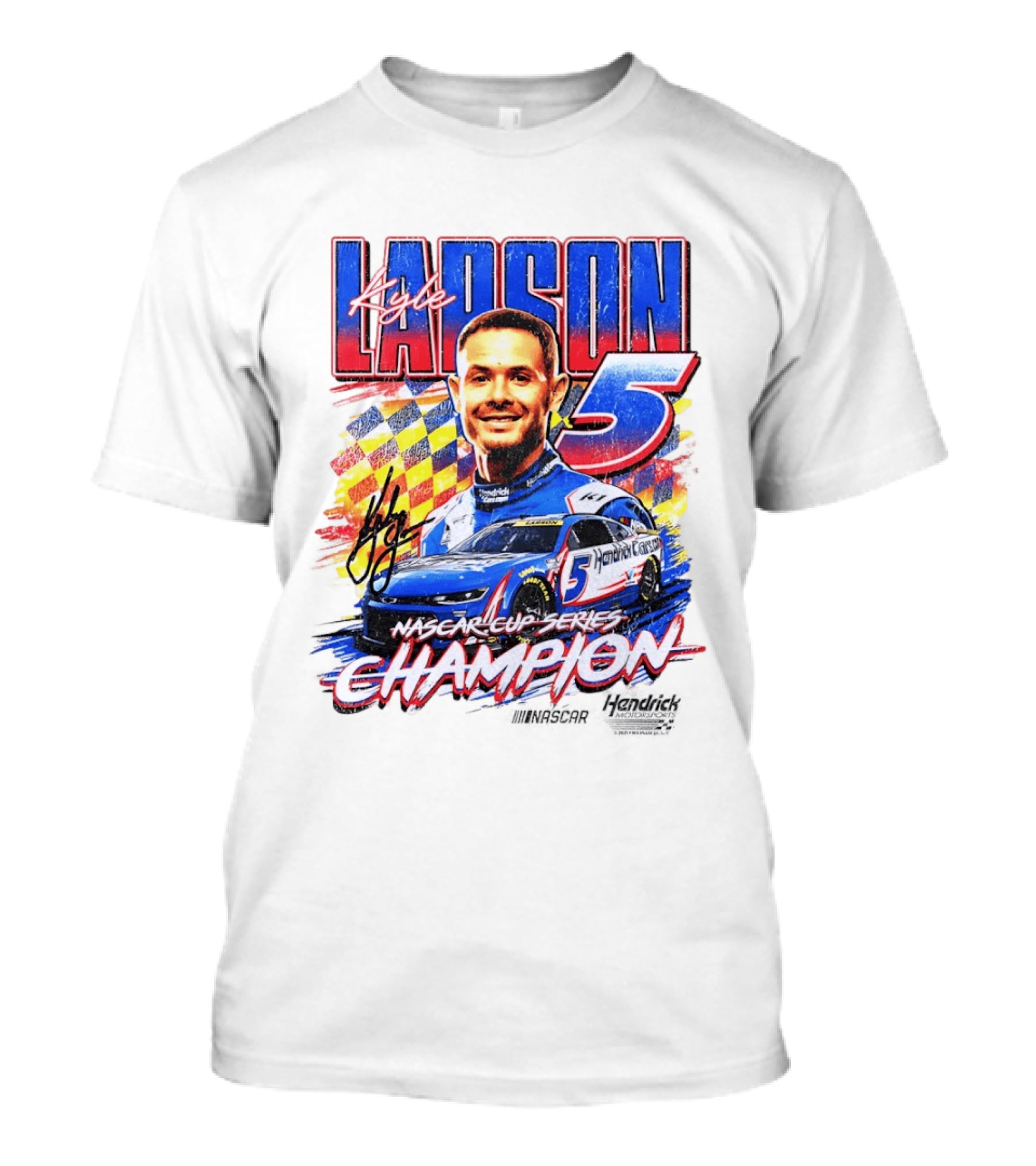 Kyle Larson NASCAR Cup Series Champion Number 5 Hendrick Motorsports Signature T-Shirt