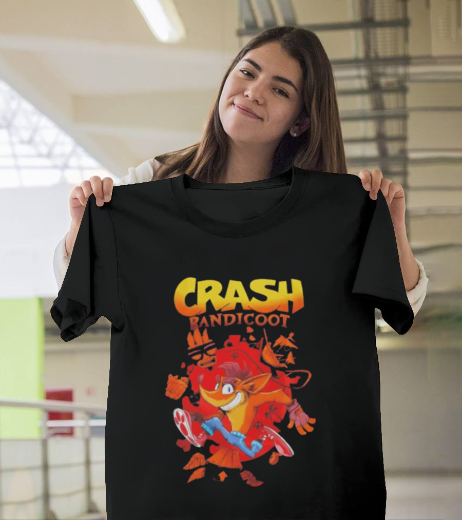 Crash Bandicoot Cartoon Classic Character Action Adventure T-Shirt