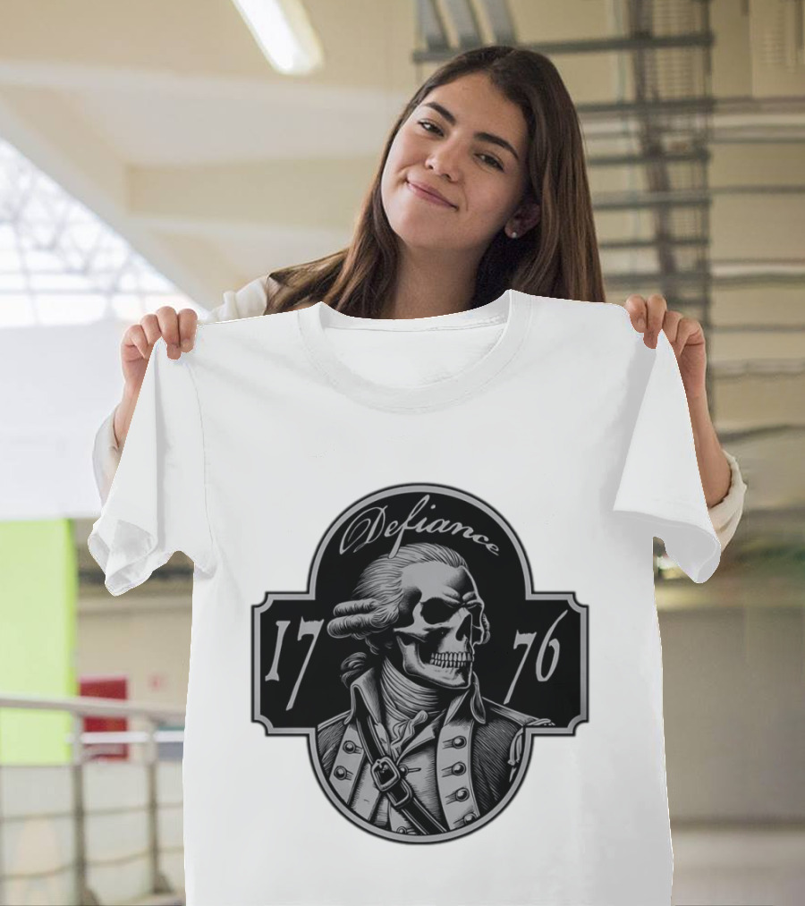 Defiance 1776 George Washington Skeleton Patriotic T-Shirt