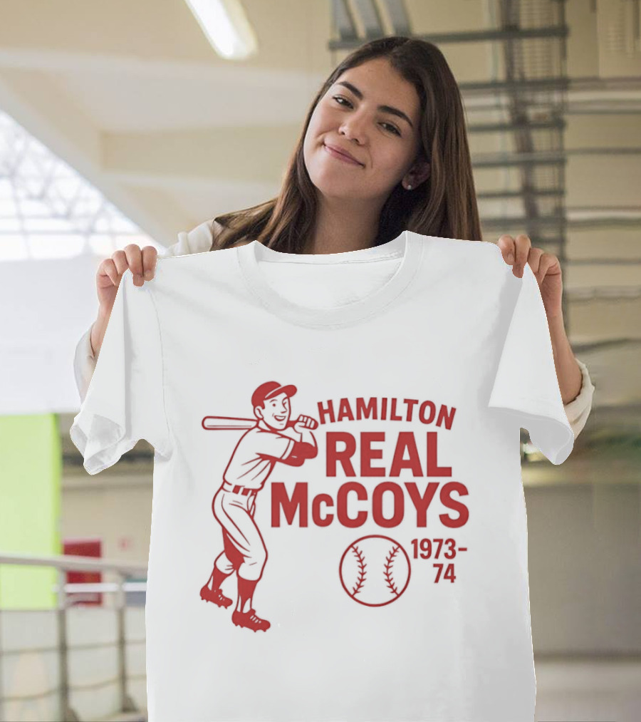 Hamilton Real McCoys Baseball 1973 1974 Retro Player T-Shirt
