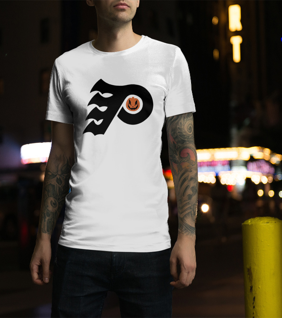 Philadelphia Flyers Pumpkin Face Halloween T-Shirt