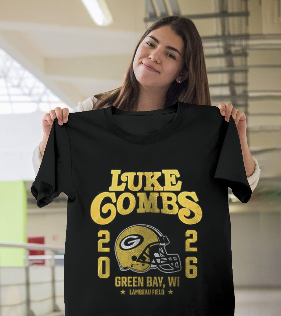 Luke Combs Green Bay WI Tour 2026 Helmet Packers Collaboration T-Shirt