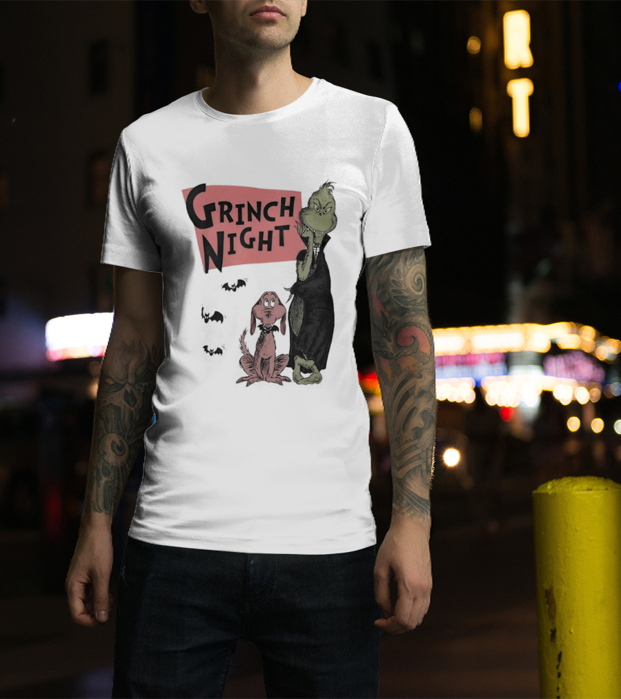 Grinch And Max Halloween Night Spooky Scene T-Shirt