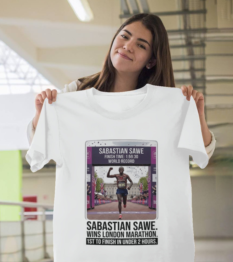 Sabastian Sawe Finish Time 1:59:30 World Record London Marathon T-Shirt