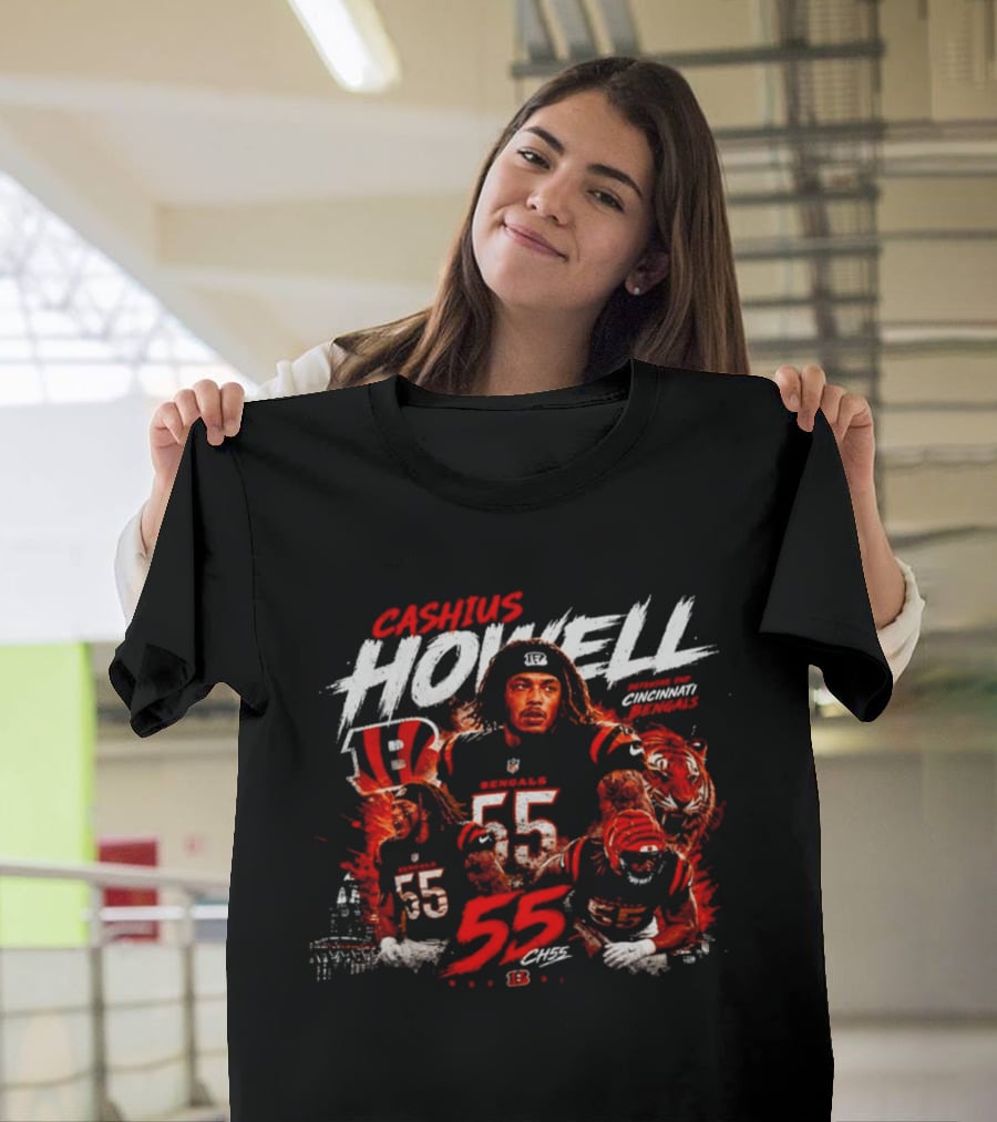 Cashius Howell Cincinnati Bengals 55 Tigers Football T-Shirt