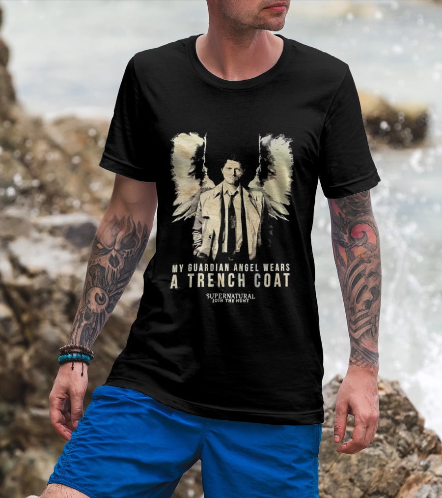 Castiel Guardian Angel Wears Trench Coat Supernatural Join The Hunt T-Shirt