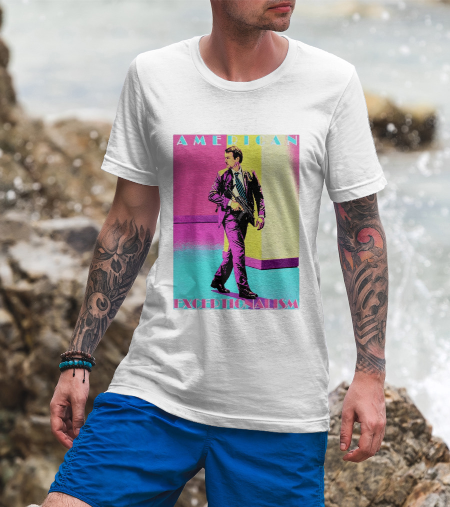 American Exceptionalism Retro Pop Art Style Man With Gun T-Shirt