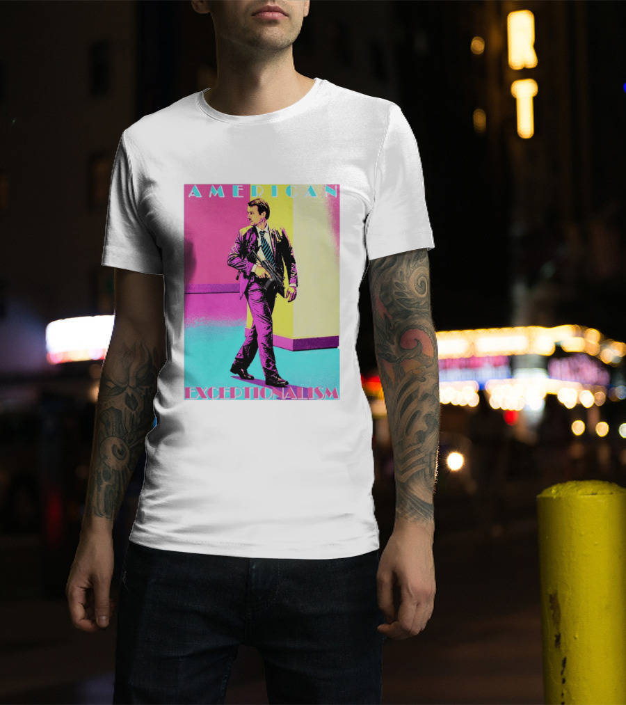 American Exceptionalism Retro Pop Art Style Man With Gun T-Shirt