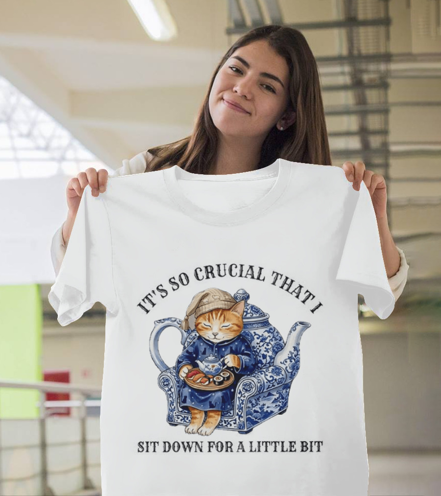 It's So Crucial That I Sit Down For A Little Bit Teapot Nap Cat T-Shirt