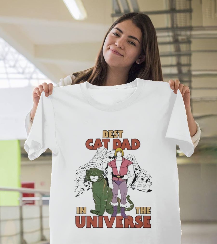 Masters Of The Universe Best Cat Dad In The Universe Heroic He Man And Battle Cat T-Shirt