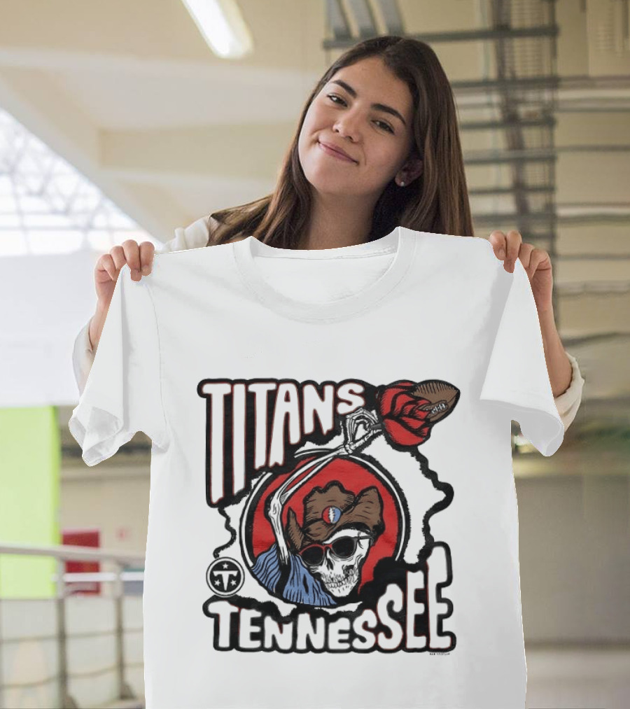 Tennessee Titans Grateful Dead Skeleton Rose Collaboration T-Shirt