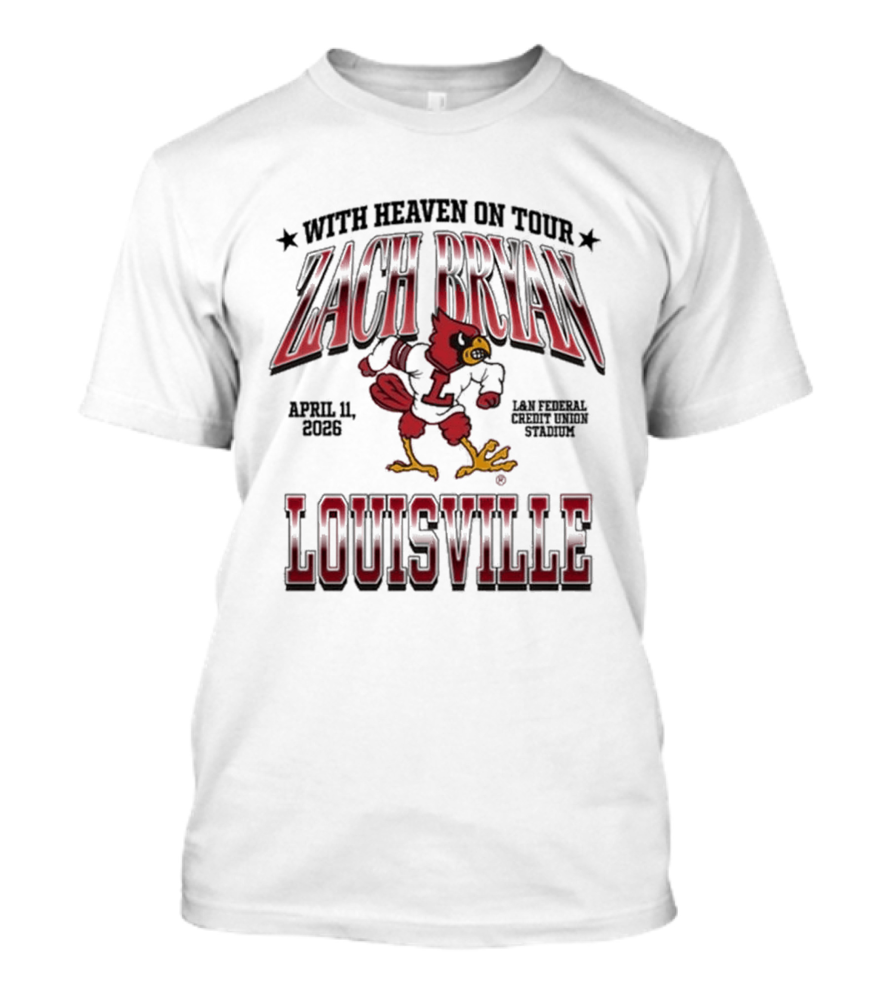 Zach Bryan Louisville April 2026 With Heaven Tour Cardinal Stadium T-Shirt