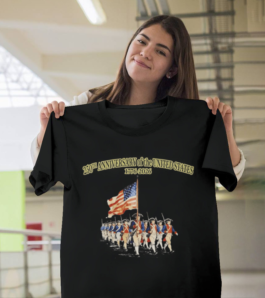 American Revolution 1776 2026 250th Anniversary United States Patriots With Flag T-Shirt