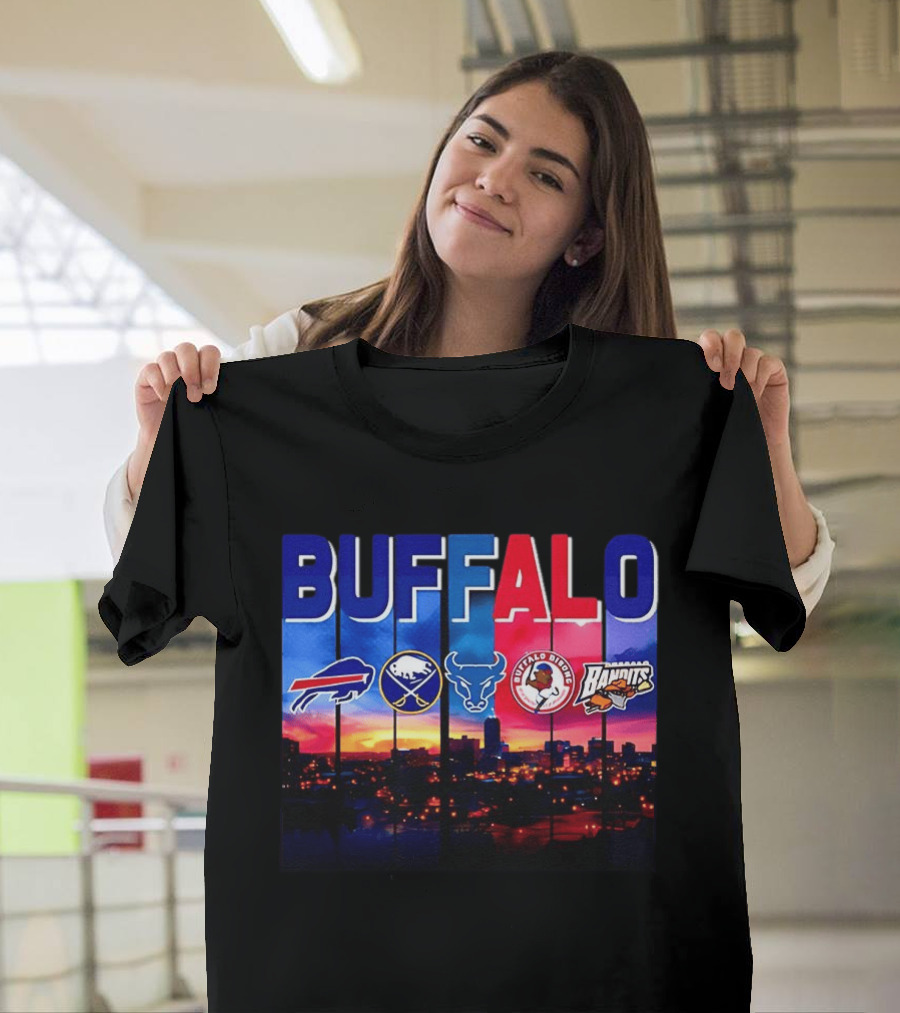 Buffalo Bills Sabres Bandits Bridles City Skyline Sports Teams T-Shirt