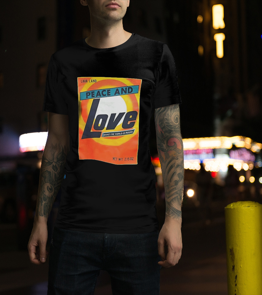 Peace And Love Makes The World Go Round Lava Land Retro Style 2.15 Oz T-Shirt