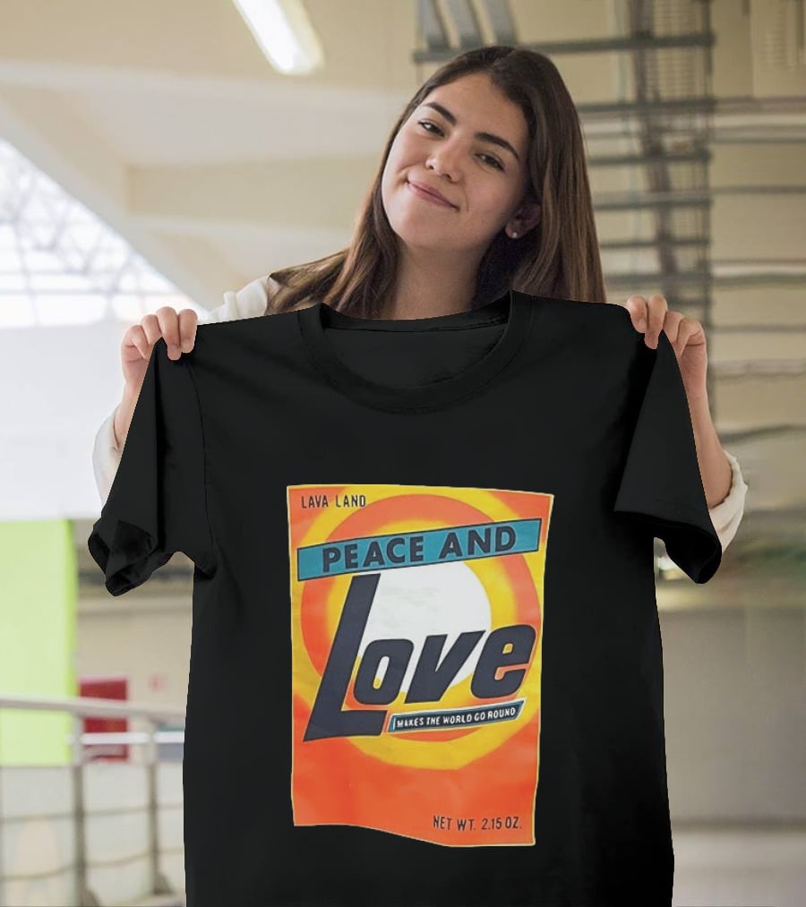 Peace And Love Makes The World Go Round Lava Land Retro Style 2.15 Oz T-Shirt