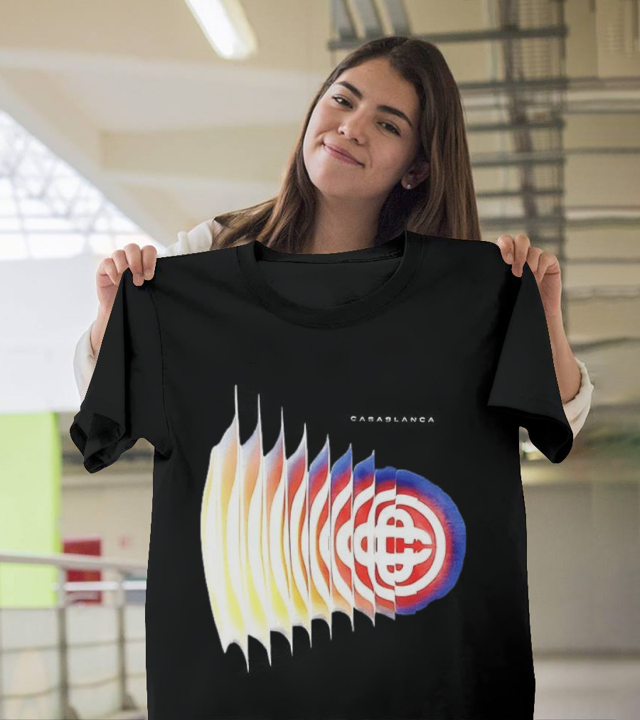Casablanca Shockwave Optical Illusion Pattern With Red Blue Yellow Layers T-Shirt