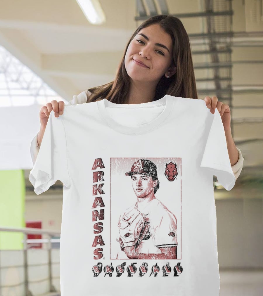 Arkansas Baseball Player With Razorback T-Shirt