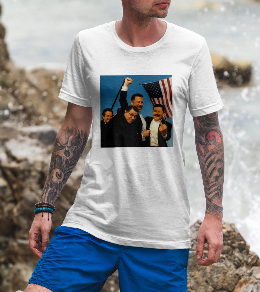 Jimmy Kimmel Stephen Colbert Seth Meyers American Flag Comedy Showdown T-Shirt