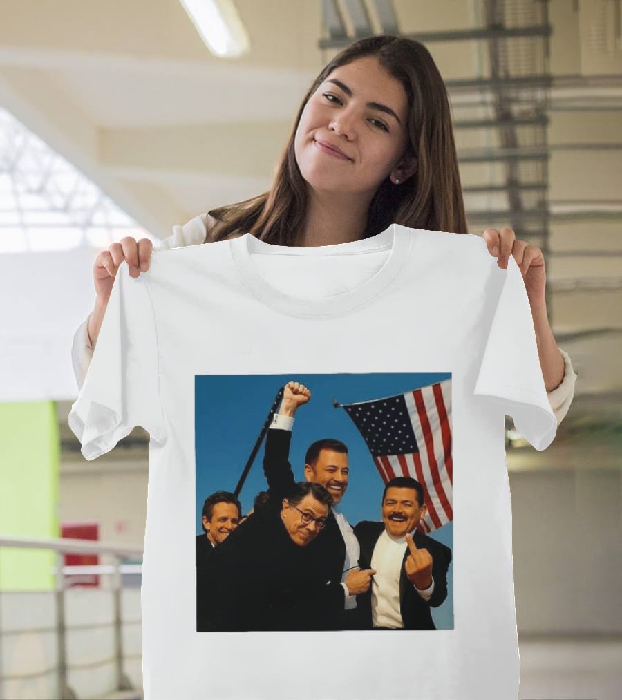 Jimmy Kimmel Stephen Colbert Seth Meyers American Flag Comedy Showdown T-Shirt