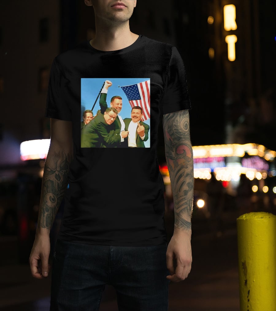 Jimmy Kimmel Meme American Flag Satire T-Shirt