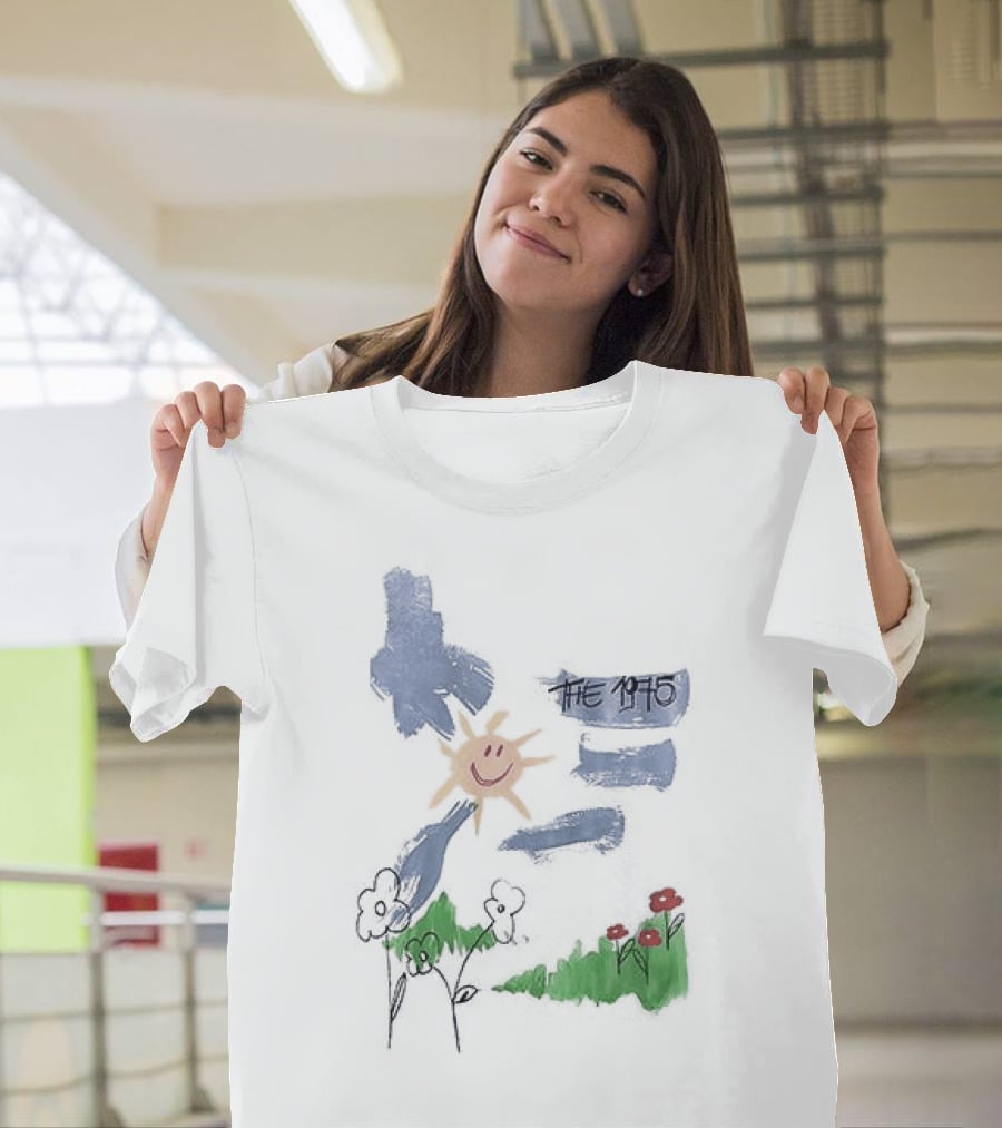 The 1975 Doodle Happy Sun And Flowers T-Shirt