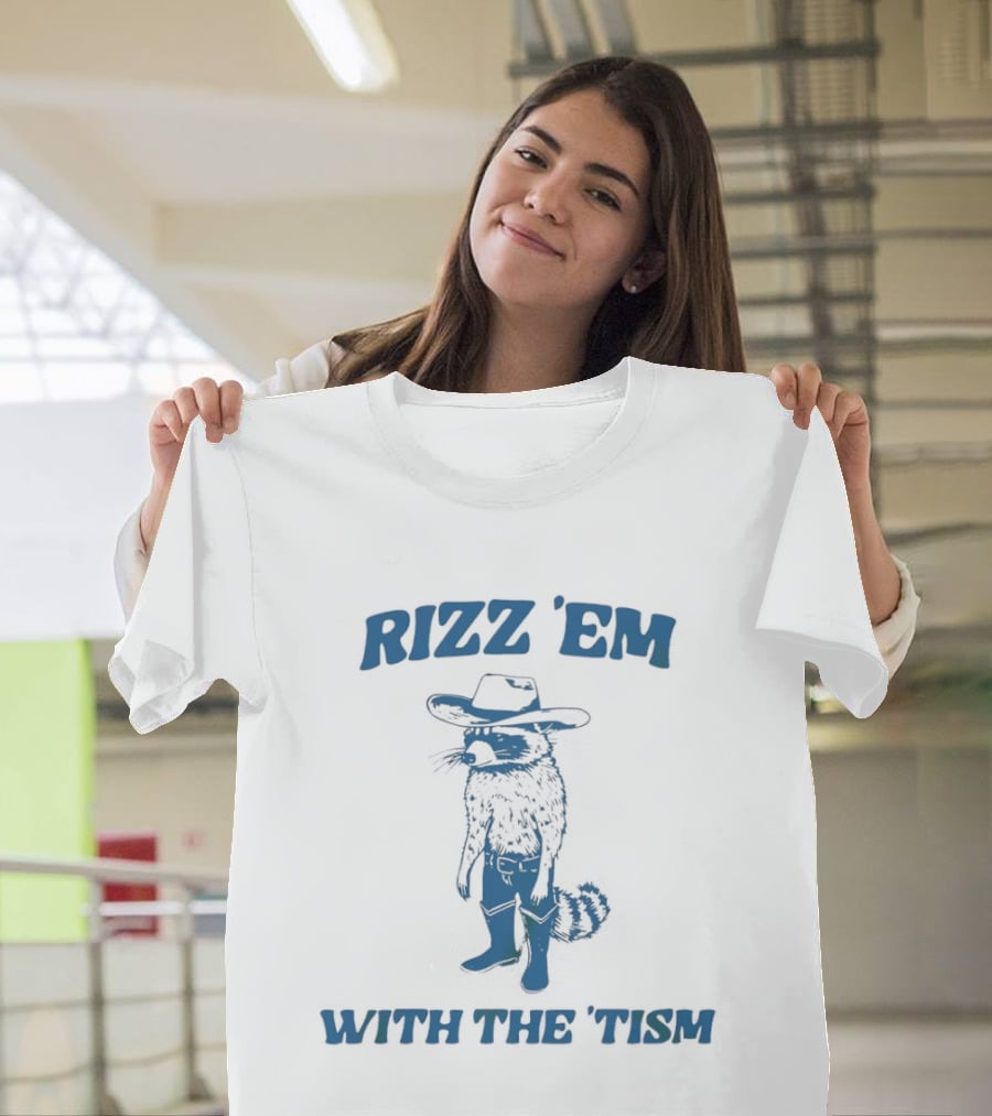 Raccon Cowboy Rizz ‘Em With The ‘Tism T-Shirt