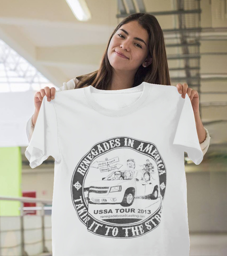 Renegades In America With American Flag And Rider Taking It To The Streets T-Shirt